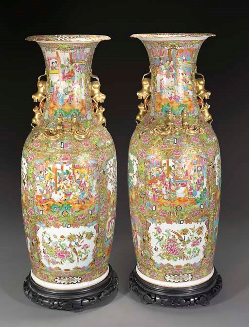Pair of large Cantonese baluster vases, 19th century