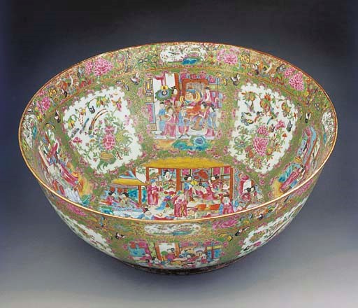 A large Cantonese punch bowl, 19th century