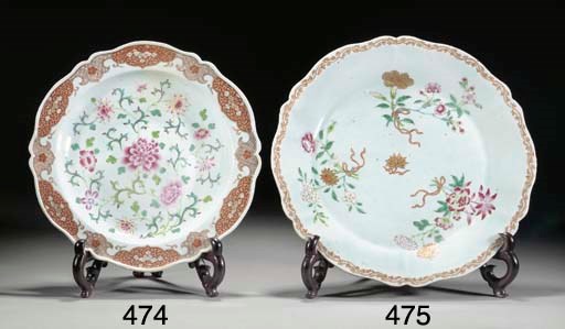 A Chinese famille rose shaped charger, 18th century