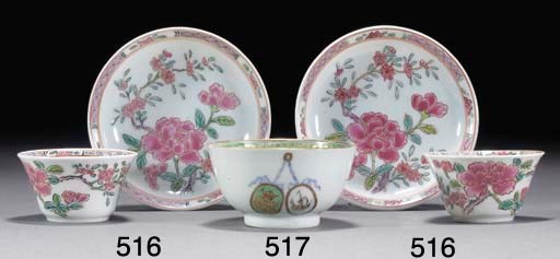 A Chinese export marriage teabowl, Qianlong
