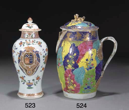 A Chinese tobacco leaf cider jug and cover, Qianlong