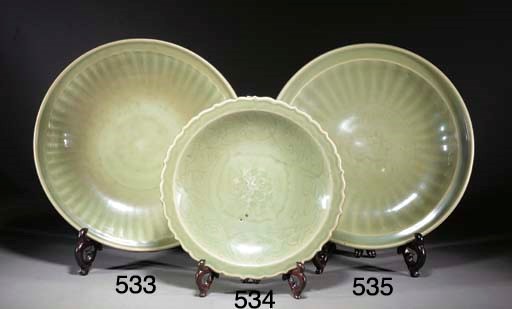 A Chinese celadon glazed charger, Ming dynasty