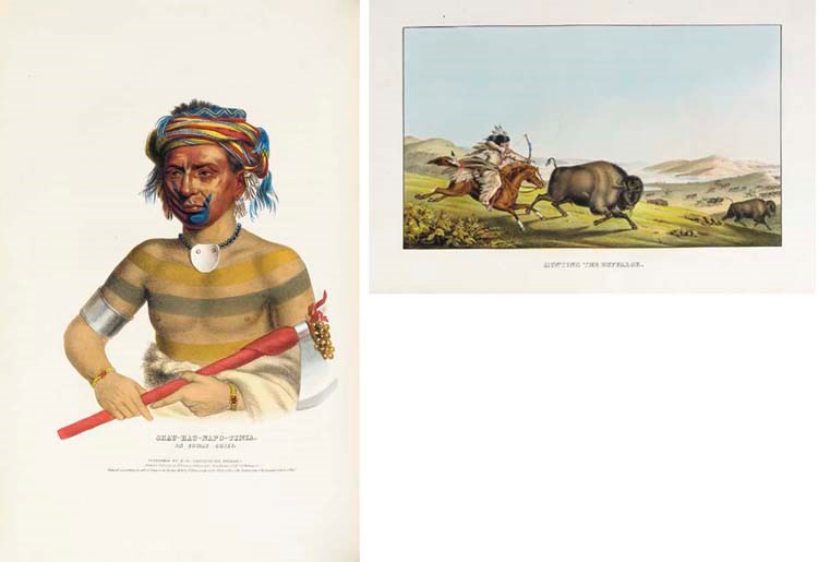 McKENNEY, Thomas L. (1785-1859) and James HALL (1793-1868). History of the Indian Tribes of North America. Philadelphia: Frederick W. Greenough (vol. I); Daniel Rice and James G. Clarke (vols. II and III), 1838-1842-1844.