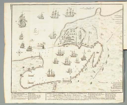 GIBSON, James (1690-1752). A Journal of the Late Siege by the Troops from North America, against the French at Cape Breton, the City of Louisbourg, and the Territories thereunto belonging. Surrendered to the English, on the 17th of June, 1745, after a Siege of Forty-eight Days. London: J. Newbery, 1745.
