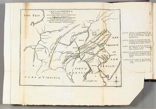 THOMSON, Charles (1729-1824). An Enquiry into the Causes of the Alienation of the Delaware and Shawanese Indians from the British Interest, and into the Measures taken for recovering their Friendship... Together  with the remarkable Journal of Christian Frederic Post, by whose Negotiations, among the Indians on the Ohio, they were withdrawn from the Interest of the French... With Notes by the Editor explaining sundry Indian Customs, etc. Written in Pensylvania. London: J. Wilkie, 1759.