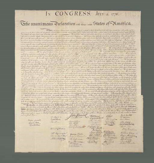 [DECLARATION OF INDEPENDENCE]. In Congress, July 4, 1776. The Unanimous Declaration of the Thirteen United States of America. When in the Course of Human Events... [Washington, D.C., engraved by W.I. Stone, 1823, printed by Peter Force, 1848].