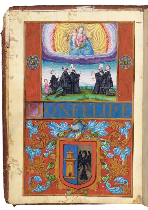 [CARTA EXECUTORIA]. Carta Executoria de Hidalguia in favor of Juan Francisco Rodriguez, in Spanish. ILLUMINATED MANUSCRIPT ON VELLUM. Valladalid, 2 October 1586.