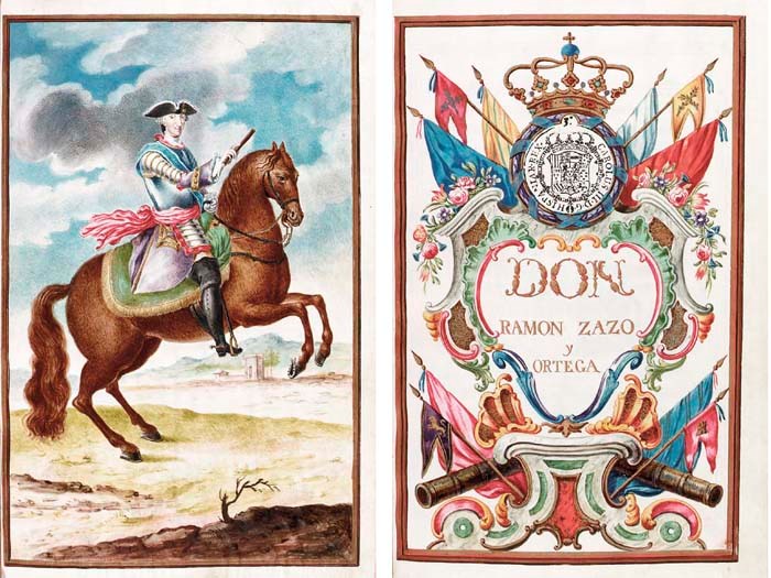 [CARTA EXECUTORIA]. DON RAMON ZAZO Y ORTEGA (King of Arms to Charles III, King of Spain 1759-88). Carta Executoria de Hidalguia in favor of Don Domingo Perez del Rivero, in Spanish. ILLUMINATED MANUSCRIPT ON VELLUM. Madrid, 27 August 1775.