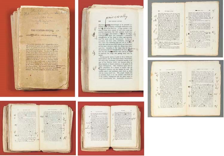 HAWTHORNE, Nathaniel (1804-1864). Printed page proofs of The Scarlet Letter, with numerous press corrections, some probably by Hawthorne, others by the publisher's proofreaders, on some 144 pages, plus SOME 38 SUBSTANTIVE ALTERATIONS OR ADDITIONS, probably by the author, several gatherings dated February 17, 21, 21 on the first page of quires 10, 13 and 15. [Salem, Mass.], n.d. [1849-1850].