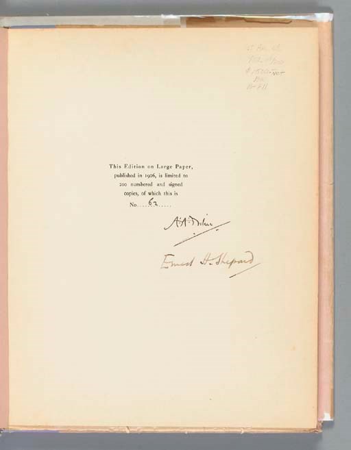 MILNE, Alan Alexander (1882-1956). Winnie-the-Pooh. New York: E.P. Dutton & Company, 1926.