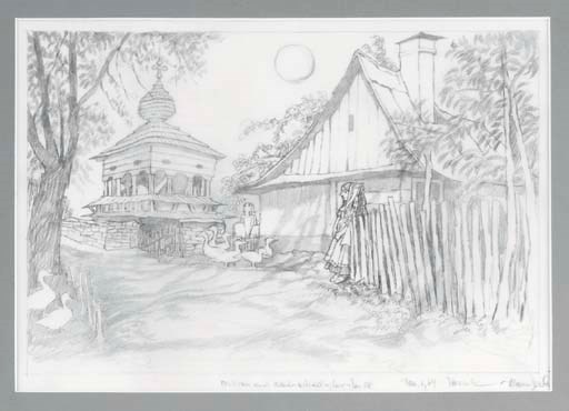 SENDAK, Maurice. Original pencil drawing of an unused image from Outside Over There, inscribed and signed by Maurice Sendak along the lower margin: "For Lynn and Ward--with all my love--Jan. '88." Dated by Sendak "Jan 6, 84--Sendak" and additionally signed "Maurice Sendak" in the lower right corner." (Taped with masking tape along edge to mount.) 8¼ x 12 3/8 in. (210 x 315 mm). Framed.