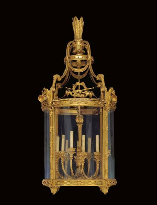 A FRENCH ORMOLU HALL-LANTERN