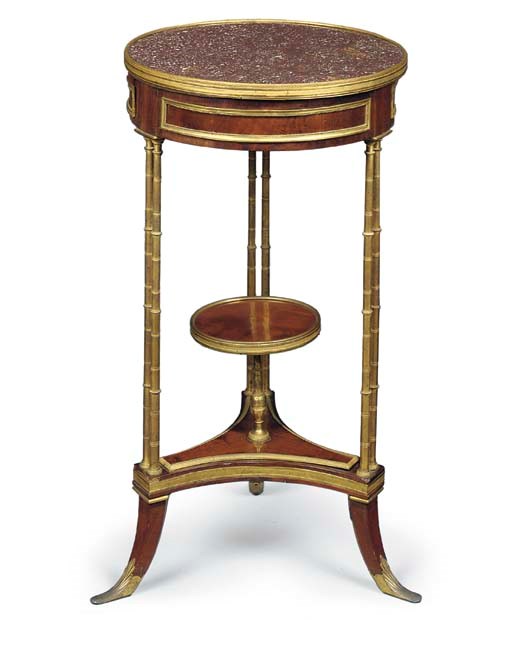 A LOUIS XVI ORMOLU-MOUNTED MAHOGANY GUERIDON