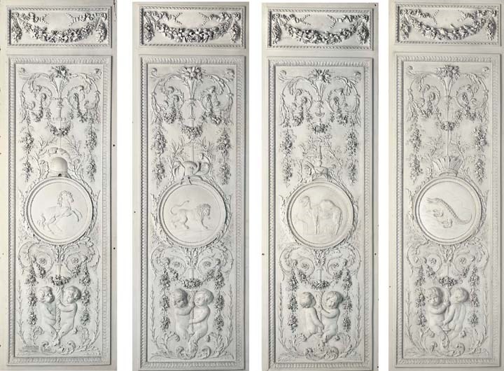 A LOUIS XVI GREY-PAINTED CARVED OAK BOISERIE ROOM