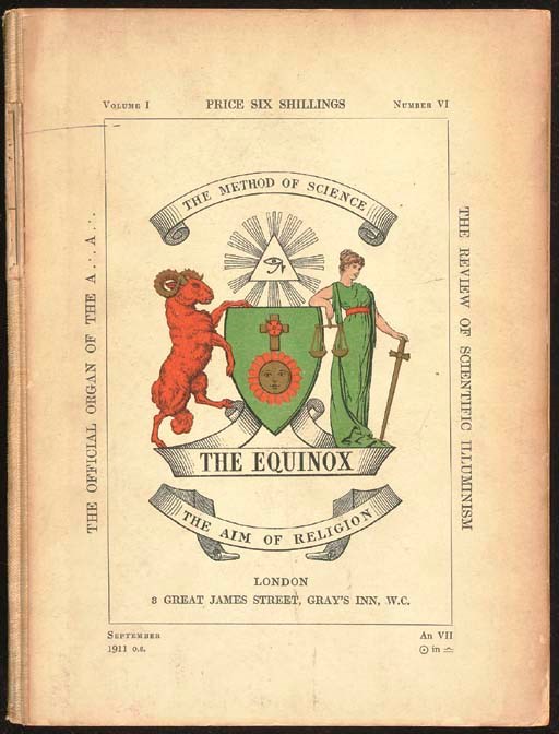 CROWLEY, Aleister, editor. The Equinox. Volume I, Nos. I-X. London: Wieland & Co., 1909 [-1913].