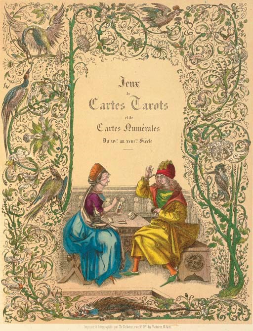 DUCHESNE, Jean.  Jeux de cartes tarots et de cartes numérales du quatorzième au dix-huitième siécle. Paris: Crapelet, 1844.