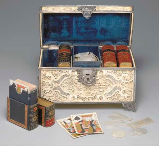 Ivory and silver game box, China, circa 1800.