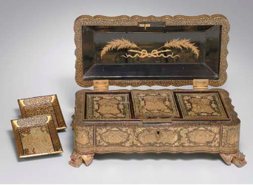 Lacquer game box, China, circa early 19th century.