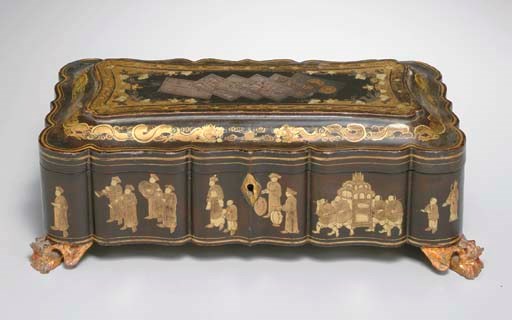 Lacquer playing card box, China, circa 1860.
