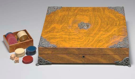 Oak Poker Chip Chest, probably American, circa 1920.