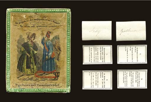 Der Herren und Damen-Prophet. Also called Le prophete des messieurs et des Dames and The Ladies and Gentlemen's Prophet Game. Germany, 19th century.