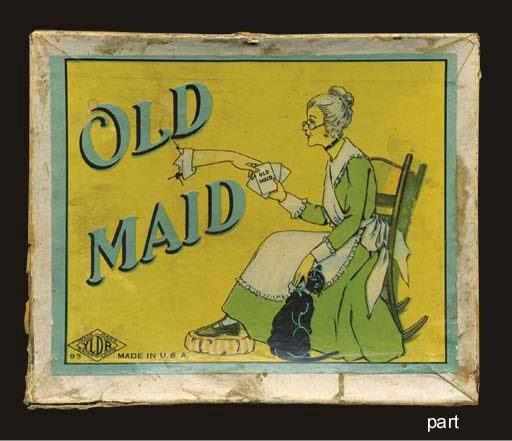 A COLLECTION OF OLD MAID GAMES: 29 CARDS, PARKER BROS, SALEM MA, INSTRUCTIONS. -- MID 1900S, 43 CARDS, PARKER BROS BUT EACH CARD SHOWS A TINY W. P. CO. (FOR WHITMAN PUBLISHING), CHARACTERS ON COVER ARE NOT THE ONES ON THE CARDS, INSTRUCTIONS. -- NO. 93, 1910, TRADEMARK YLDR, ST. LOUIS, 31 CARDS. -- NO. 4488, 35 CARDS, MILTON BRADLEY, SPRINGFIELD, MA, ORNATE BACK, INSTRUCTIONS. -- NO. 4907, 50 CARDS, MILTON BRADLEY, UNUSUAL PICTURES, INSTRUCTIONS. -- 32 CARDS, CANADA GAMES, TORONTO, TITLES IN ENGLISH AND FRENCH, UNUSUAL PICTURES, INSTRUCTIONS. -- GIANT OLD MAID, 39 CARDS, WHITMAN PUBLISHING, INSTRUCTIONS. -- 25 CARDS, 1947, ED-U-CARDS, CIRCUS EDITION, INSTRUCTIONS. -- 43 CARDS, 1940S, WHITMAN PUBLISHING, INSTRUCTIONS.  -- NO. 3009, WHITMAN PUBLISHING, INSTRUCTIONS. -- NO. 3009, COMPACT EDITION, WHITMAN PUBLISHING, 43 CARDS, PHOTOCOPIED INSTRUCTIONS. -- NO. 3029, 43 CARDS, WHITMAN PUBLISHING. -- NO. 4875, 1967, MILTON BRADLEY, OVERSIZED CARDS, INSTRUCTIONS.  -- EARLY 1900S, 39 CARDS, PARKER BROS, INSTRUCTIONS. TOGETHER 14 GAMES, CONDITION VARIES. SOLD NOT SUBJECT TO RETURN. 	 (14)