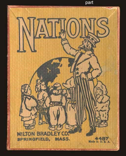 A COLLECTION OF GEOGRAPHICAL GAMES: GAME OF NATIONS. 1908. 36 CARDS AND INSTRUCTIONS. -- ANOTHER SET. -- IMPROVED GEOGRAPHICAL CARDS. 1883. 197 CARDS AND INSTRUCTIONS. -- ANOTHER SET. 200 CARDS. -- ANOTHER SET. 200 CARDS AND INSTRUCTIONS. -- GRANDMA'S GEOGRAPHICAL GAME. 1920S. 119 CARDS AND INSTRUCTIONS. -- A GAME OF CITIES. 1916. 100 CARDS. -- A GAME OF CITIES. 1887. 100 CARDS. -- THE GAME OF STATES AND CITIES. 1946. 48 CARDS AND INSTRUCTIONS. -- GEOGRAPHY GAME. 1929. 100 CARDS AND INSTRUCTIONS. -- THE STATES. 1912.  100 CARDS. -- THE MURRAY WAY STATES GAME. 1925. 49 CARDS AND INSTRUCTIONS. -- QUIZ ME. 1940.  105 CARDS AND INSTRUCTIONS. -- KNOW YOUR OWN UNITED STATES. 1920. 50 CARDS AND INSTRUCTIONS. -- ANOTHER SET. 44 CARDS. -- TRIP. 50 CARDS AND INSTRUCTIONS. -- CITIES. 1945. 36 CARDS AND INSTRUCTIONS. -- U.S. RUMMY. 35 CARDS AND INSTRUCTIONS. -- THE GAME OF UNITED STATES GEOGRAPHY. 50 CARDS AND INSTRUCTIONS. -- THE GAME OF CITIES. 1898. 52 CARDS. -- THE GAME OF STATES. 1890. 70 CARDS AND INSTRUCTIONS. -- GEOGRAPHY FOR YOUNG AND OLD. 1895. 48 CARDS AND INSTRUCTIONS. -- YOUNG FOLKS GEOGRAPHICAL GAME. C. 1895. 68 CARDS AND INSTRUCTIONS. -- WHICH, WHAT OR WHERE? GEOGRAPHU GAME. C. 1907. 36 CARDS. -- [GEOGRAPHY GAME]. C. 1890S. -- GAME OF THE UNITED STATES AND TERRITORIES. C. 1885. 50 CARDS AND INSTRUCTIONS, NO BOX. -- [GEOGRAPHY GAME]. 97 CARDS, NO BOX. -- CITIES OF OUR COUNTRY. 1892. 75 CARDS AND INSTRUCTIONS. TOGETHER 28 GAMES, MOST IN ORIGINAL BOXES, CONDITION VARIES.  SOLD NOT SUBJECT TO RETURN. 	 (28)