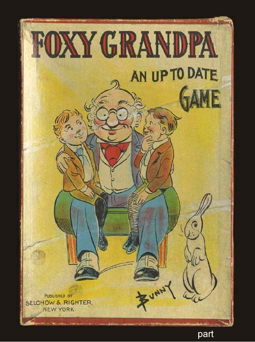 A COLLECTION OF COMIC/CARTOON CHARACTER GAMES: HOWDY DOODY CARD GAME. LEICESTER, MA: RUSSELL MANUFACTURING CO., 1950S. 40 CARDS AND INSTRUCTIONS. -- THE GAME OF JACK STRAWS. SALEM, MA: PARKERS BROTHERS, 1891. 42 MULTI-COLORED WOODEN STRAWS AND INSTRUCTIONS. -- LOTTO. SALEM, MA: PARKER BROTHERS, 1893. 8 GAME CARDS, 56 NUMBER TOKENS, AND INSTRUCTIONS. -- LETTERS OR ANAGRAMS. SALEM, MA: PARKER BROTHERS, 1897. 200 LETTER SQUARES AND TWO SETS OF INSTRUCTIONS. -- THE GAME OF NONSENSE. SALEM, MA: PARKER BROTHERS, 1893. -- FOXY GRANDPA. NEW YORK: SELCHOW AND RIGHTER, C. 1900S. 48 CARDS AND INSTRUCTIONS. -- FOXY GRANDPA. NEW YORK: SELCHOW AND RIGHTER, C. 1900S. 40 CARDS AND INSTRUCTIONS. -- MICKEY MOUSE OLD MAID CARD GAME. [ATLANTA]: WHITMAN PUBLISHING COMPANY, 1937. 33 CARDS, NO BOX. -- BAXTER BROWN. 33 CARDS, NO BOX.  TOGETHER 9 GAMES, MANY IN ORIGINAL BOXES, CONDITION VARIES.  SOLD NOT SUBJECT TO RETURN. 	 (10)