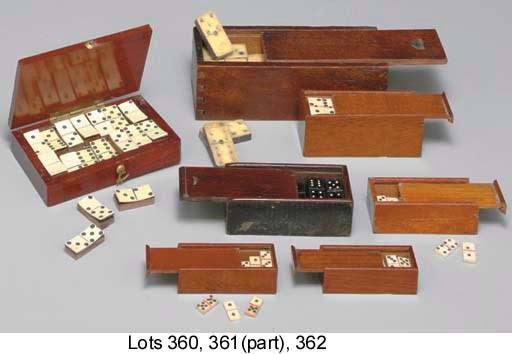 FOUR SETS OF MINIATURE DOMINOES, ENGLAND, CIRCA 1860.