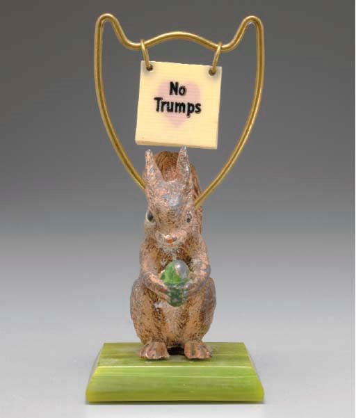 PAINTED METAL SQUIRREL TRUMP INDICATOR.