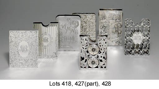 THREE 19TH CENTURY SILVER SINGLE DECK PLAYING CARD CASES.