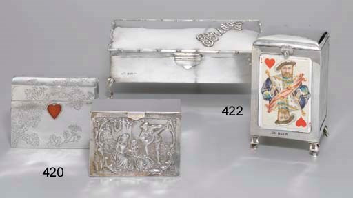 TWO DOUBLE DECK SILVER BRIDGE BOXES.