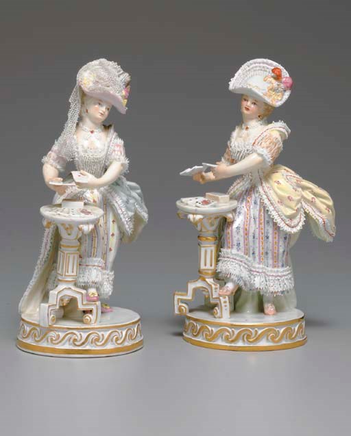 TWO MEISSEN FIGURINES, CIRCA 19TH CENTURY.