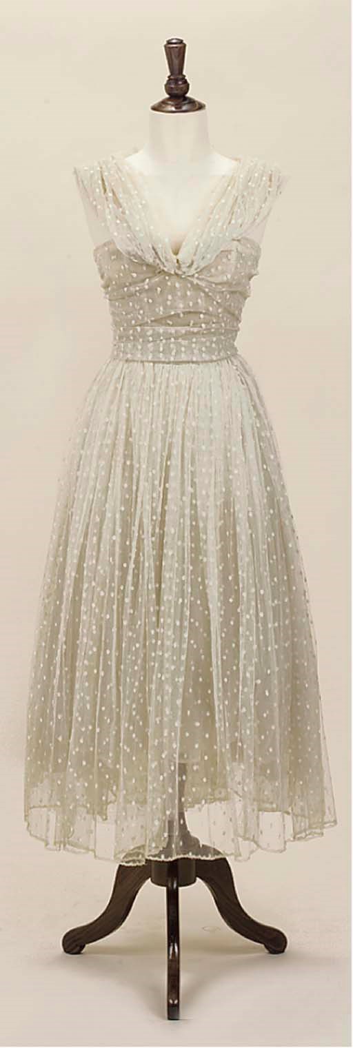 A WHITE NET PROM DRESS, CHRISTIAN DIOR PARIS
