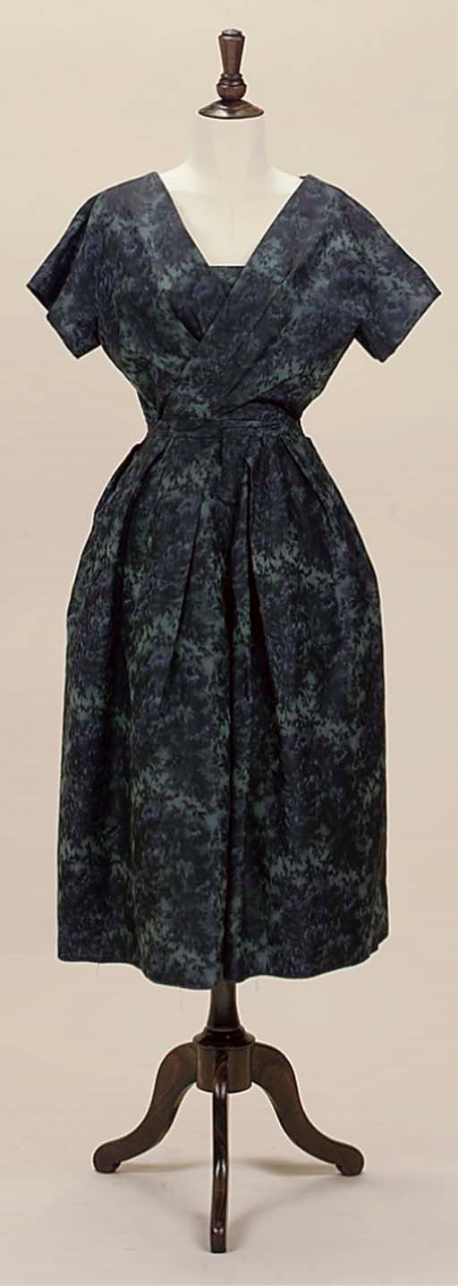 A DEEP BLUE DAY DRESS BY CHRISTIAN DIOR PARIS