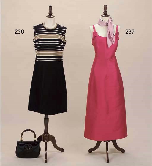 A DIOR DRESS AND GUCCI HANDBAG