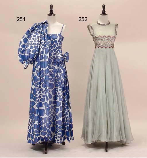 A 'GIRAFFE' SILK PRINT EVENING COAT & DRESS, GIVENCHY