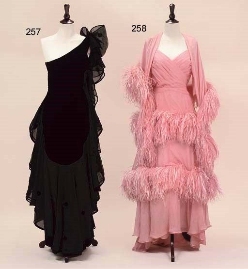 A BLACK VELVET EVENING GOWN, VALENTINO