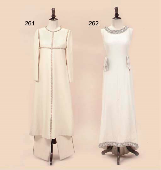 A CREAM-COLOURED SILK EVENING GOWN, LANVIN