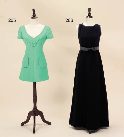 A TURQUOISE GABARDINE MINIDRESS, COURREGES