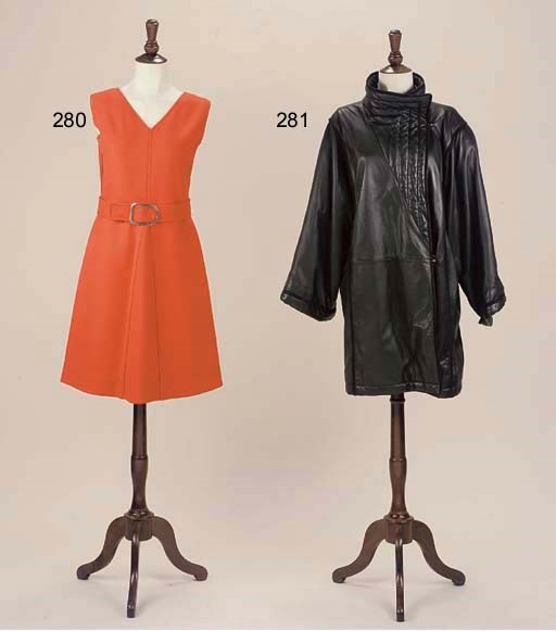 A BELTED ORANGE DAY DRESS, COURREGES