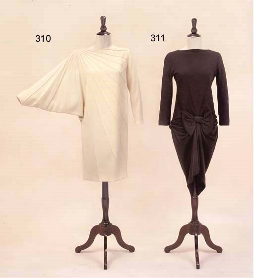 AN IVORY WOOL CREPE DRESS
