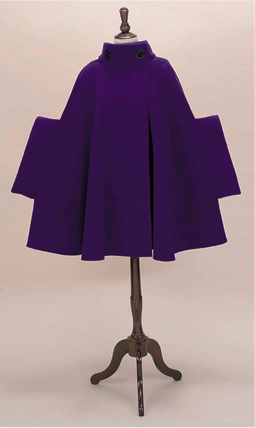 A DEEP BLUE WOOL CAPE COAT