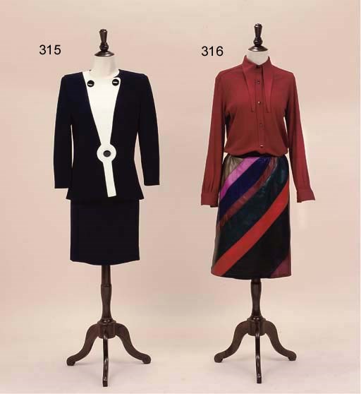 A NAVY BLUE WOOL CREPE ENSEMBLE