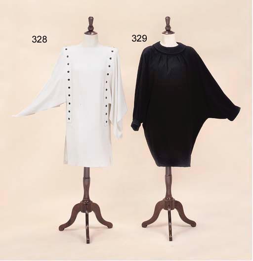 A BLACK MOSS CREPE BAT-WINGED DRESS