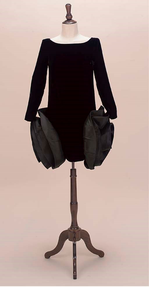 A BLACK VELVET COCKTAIL DRESS
