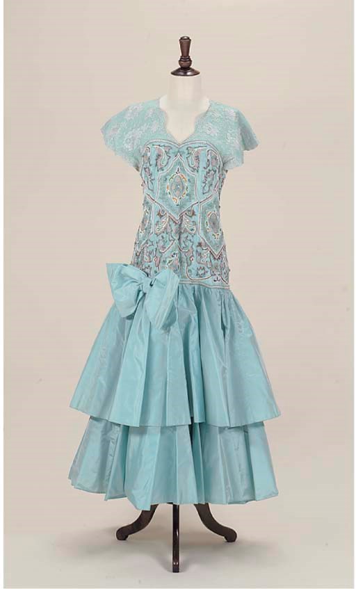A PALE TURQUOISE EVENING ENSEMBLE, C. 1986