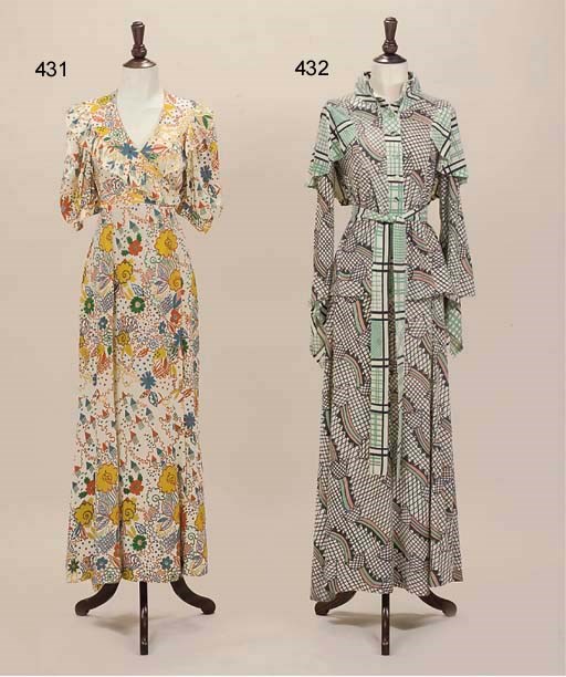 AN OSSIE CLARK-CELIA BIRTWELL SATIN FLORAL PRINT DRESS