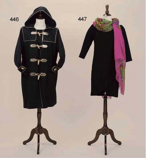 A BLACK AND GOLD DUFFLE COAT, YSL VARIATION