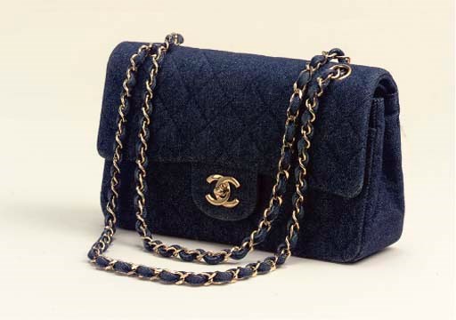 A QUILTED DENIM HANDBAG, CHANEL